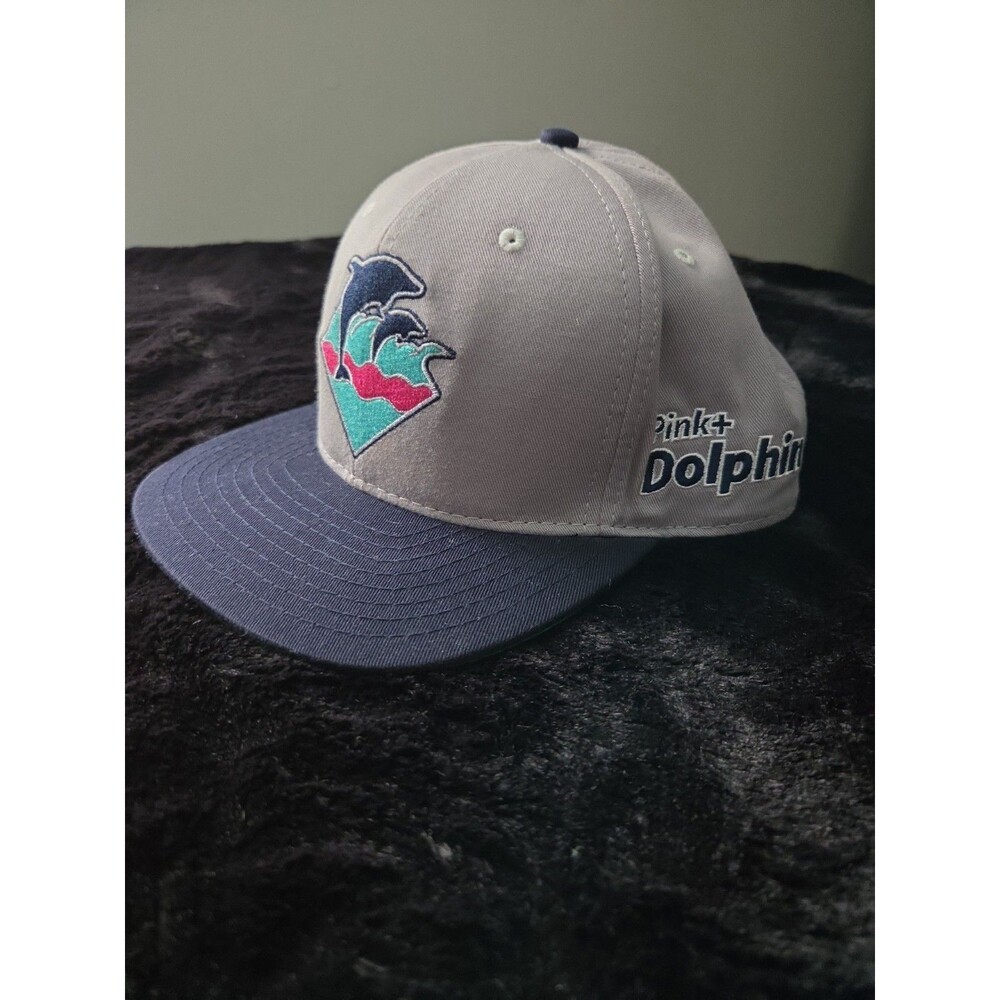 Pink + Dolphin Ocean Logo 2-Tone Hat Cap Strapback Adjustable Gray Blue EUC